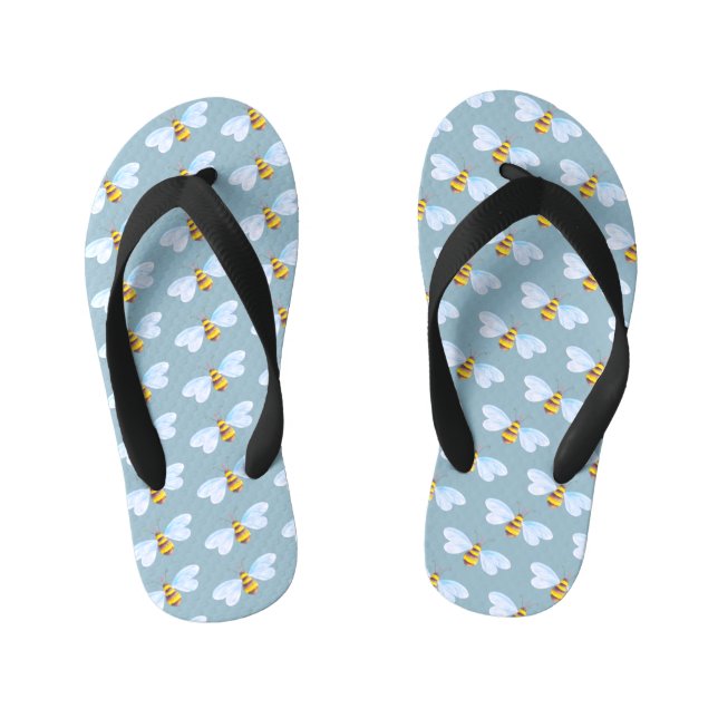 Hummeln Aquarellfarben Flip Flops Kinderbadesandalen (Fußbett)