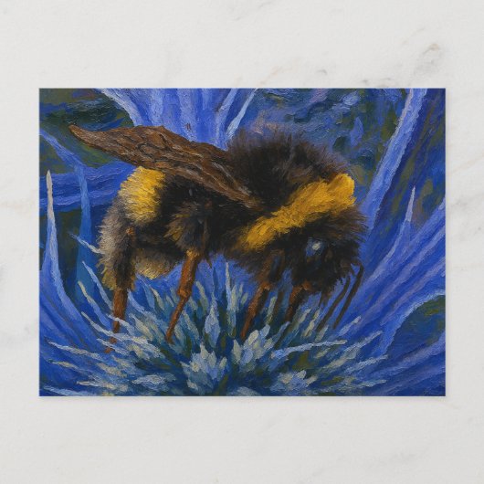 Hummeln auf blauem Fleck Postkarte (Vorderseite)