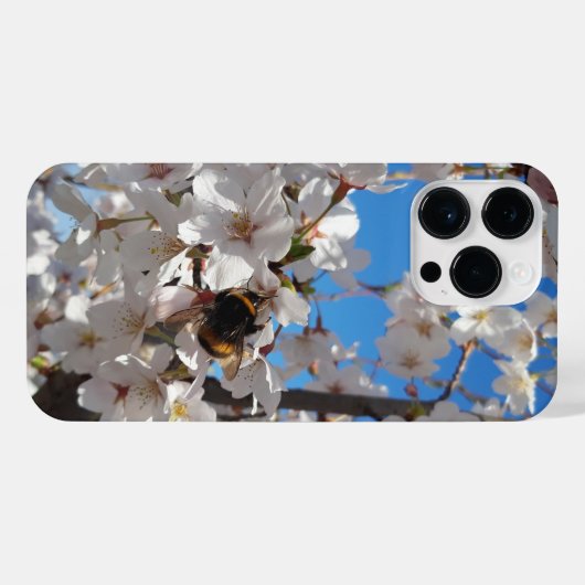 Hummeln auf der Blüte der Wildkirsche iPhone Hülle (Rückseite (Horizontal))