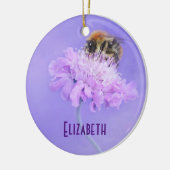 Hummeln auf einer rosa Blume Personalisiert Keramikornament (Links)