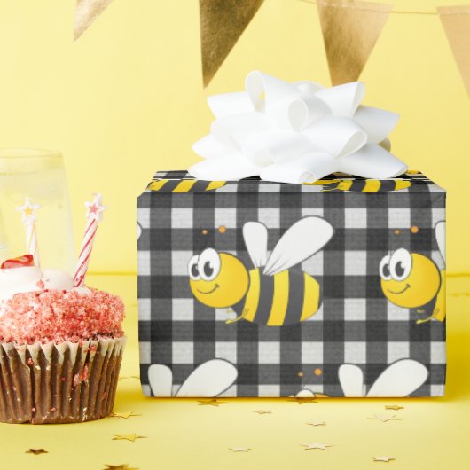 Hummeln auf Gingham Geschenkpapier (Geburtstagsparty)