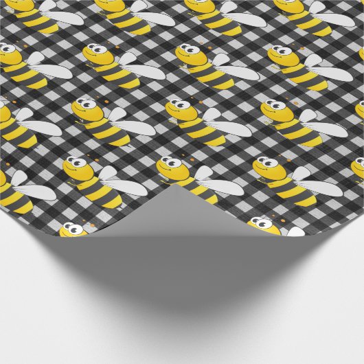 Hummeln auf Gingham Geschenkpapier (Ecke)