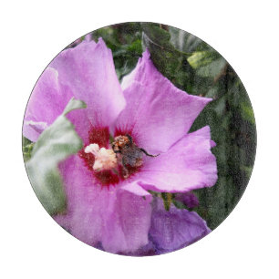 Hummeln auf Hibiskus Blume Schneidebrett
