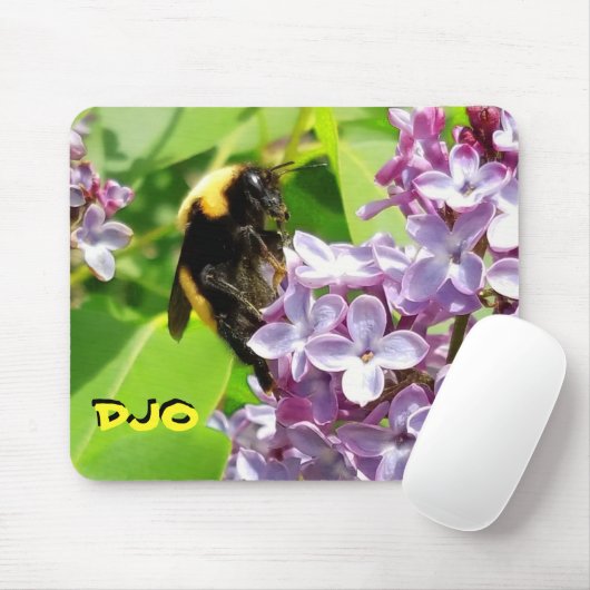 Hummeln auf Lilac blühen Ihre Initialen Mousepad (Mit Mouse)