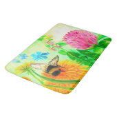 Hummeln auf Löwenzahn Badematte (Schrägansicht)