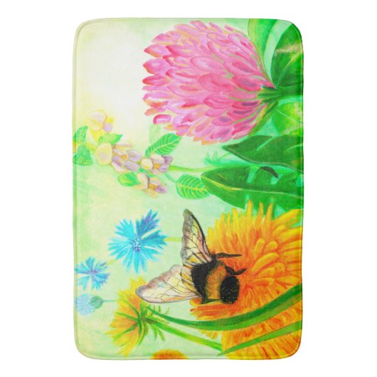 Hummeln auf Löwenzahn Badematte (Vorderseite Vertikal)