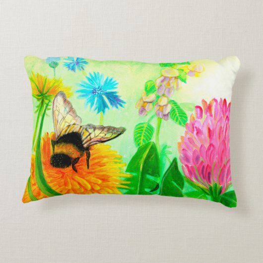 Hummeln auf Löwenzahn Dekokissen (Rückseite)