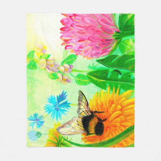 Hummeln auf Löwenzahn Fleecedecke (Vorderseite)