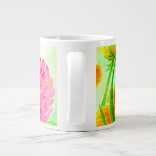 Hummeln auf Löwenzahn Jumbo-Tasse (Rückseite)