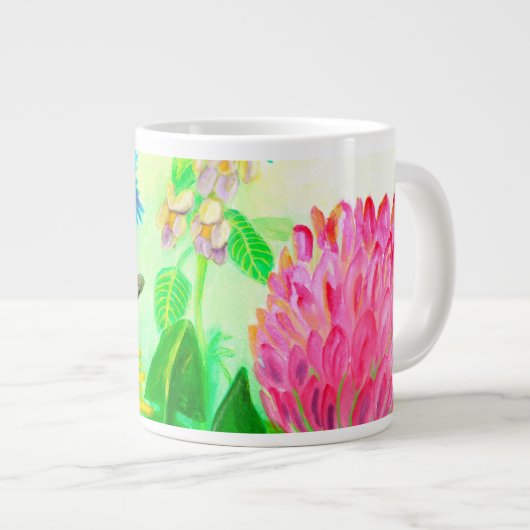 Hummeln auf Löwenzahn Jumbo-Tasse (Vorderseite Rechts)