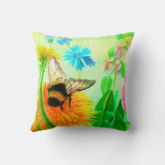 Hummeln auf Löwenzahn Kissen (Rückseite)