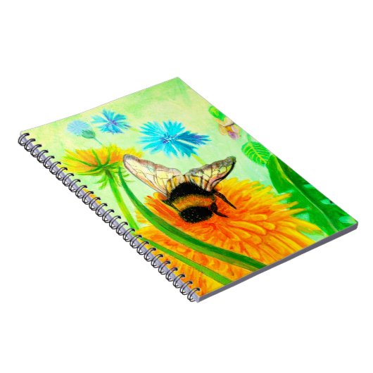 Hummeln auf Löwenzahn Notizblock (Rechte Seite)