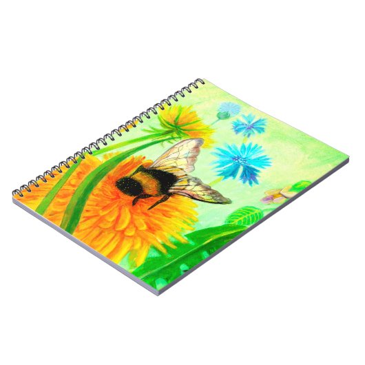 Hummeln auf Löwenzahn Notizblock (Linke Seite)