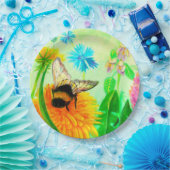 Hummeln auf Löwenzahn Pappteller (Party)