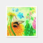 Hummeln auf Löwenzahn Serviette (Vorderseite)