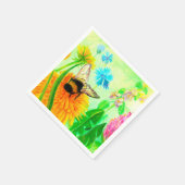 Hummeln auf Löwenzahn Serviette (Ecke)