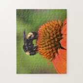 Hummeln auf Orange Blume Puzzle Nah (Vertikal)