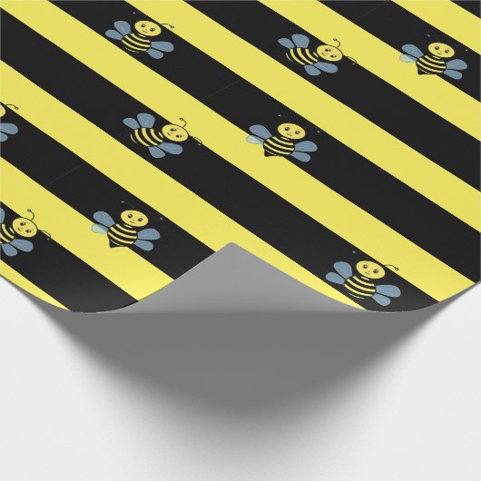 Hummeln auf schwarz-gelb gestreift geschenkpapier (Ecke)