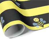 Hummeln auf schwarz-gelb gestreift geschenkpapier (Rolleneckpunkt)
