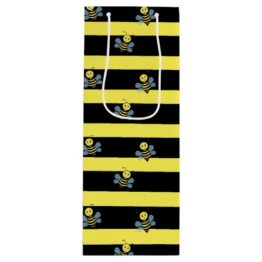 Hummeln auf schwarz-gelb gestreift geschenktüte für weinflaschen (Vorderseite)