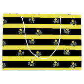 Hummeln auf schwarz-gelb gestreift große geschenktüte (Rückseite)