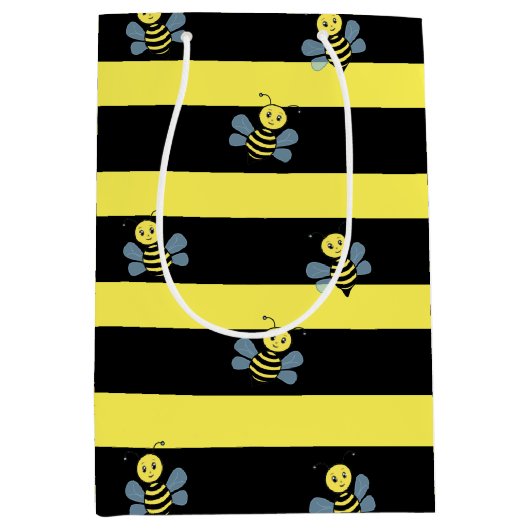 Hummeln auf schwarz-gelb gestreift mittlere geschenktüte (Vorderseite)