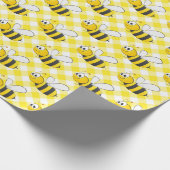 Hummeln auf Yellow Gingham Geschenkpapier (Ecke)