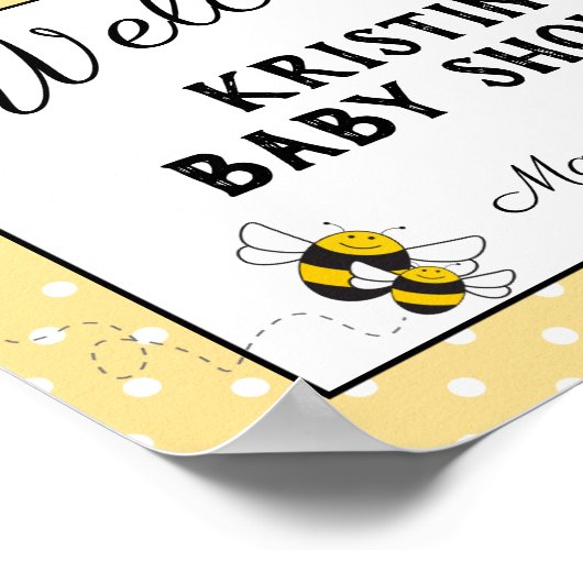 Hummeln Baby Dusche Willkommensschild Poster (Ecke)