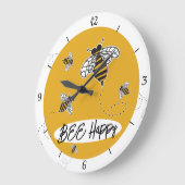 Hummeln beglücken Modern Yellow Schwarz-weiß Große Wanduhr (Winkel)