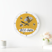 Hummeln beglücken Modern Yellow Schwarz-weiß Große Wanduhr (Zuhause)