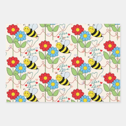 Hummeln-Blume Geschenkpapier Set (Vorderseite)