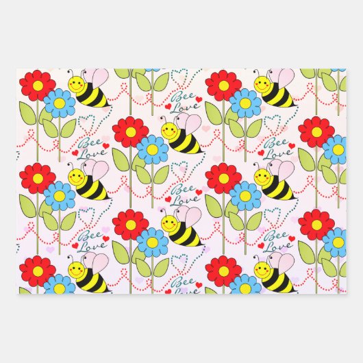 Hummeln-Blume Rosa Wrapping Paper Sheets Geschenkpapier Set (Vorderseite 2)