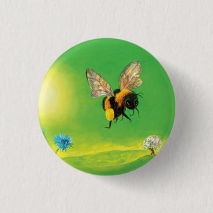 Hummeln, die über die Wiese fliegen Button
