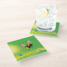 Hummeln, die über die Wiese fliegen Glasuntersetzer