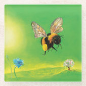 Hummeln, die über die Wiese fliegen Glasuntersetzer (Vorderseite)