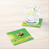 Hummeln, die über die Wiese fliegen Rechteckiger Pappuntersetzer (Vor Ort)