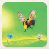 Hummeln, die über die Wiese fliegen Rechteckiger Pappuntersetzer (Vorderseite)