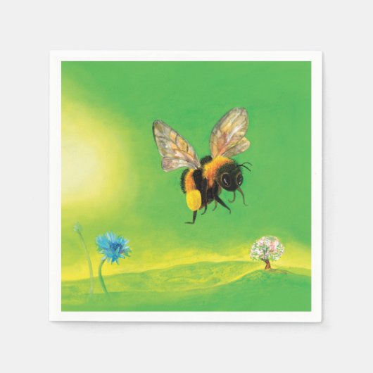 Hummeln, die über die Wiese fliegen Serviette (Vorderseite)