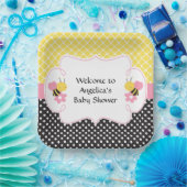 Hummeln Gelb und Schwarze Babydusche (Mädchen) Pappteller (Party)