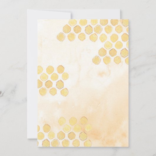 Hummeln-Gelbe Blütenrahmen Babydusche Einladung (Rückseite)