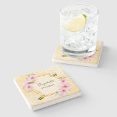 Hummeln-Gelbe Honigwabenblüte Spaß Steinuntersetzer (Seitenansicht)