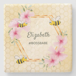 Hummeln-Gelbe Honigwabenblüte Spaß Steinuntersetzer