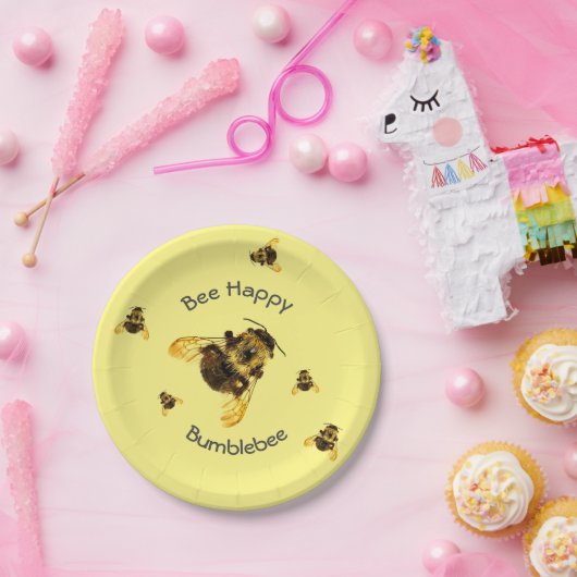 Hummeln glücklich gelb pappteller (Party)