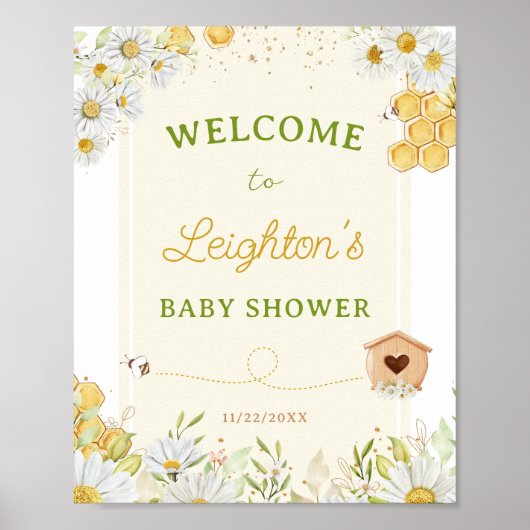 Hummeln Honey Bee Baby Dusche Sprinkle Willkommen  Poster (Vorne)