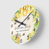 Hummeln, Honigblütenblüten Runde Wanduhr (Winkel)