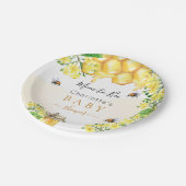 Hummeln Honiggelbe Blüten Babydusche Pappteller (Schrägansicht)