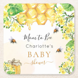 Hummeln Honiggelbe Blüten Babydusche Rechteckiger Pappuntersetzer