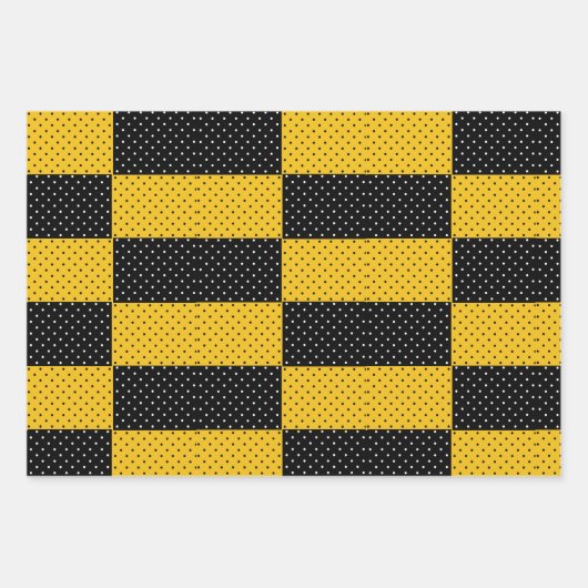 Hummeln, Honigkamm, Streifen und Punkte Geschenkpapier Set (Vorderseite 2)