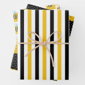 Hummeln, Honigkamm, Streifen und Punkte Geschenkpapier Set (Beispiel)
