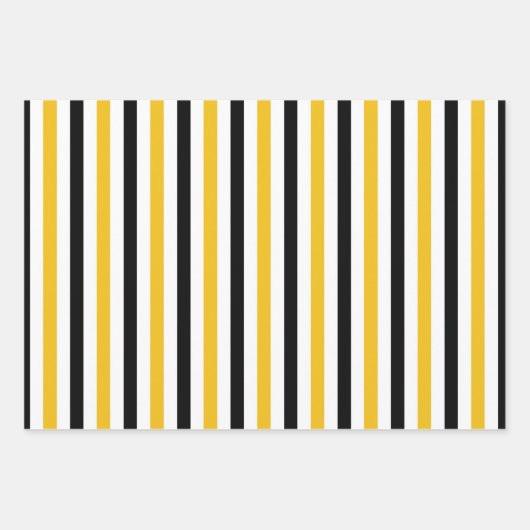 Hummeln, Honigkamm, Streifen und Punkte Geschenkpapier Set (Vorderseite)